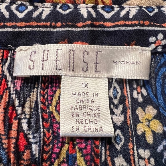 SPENSE Woman Boho Floral Print Sleeveless Button Up Top‎ Blouse Size 1X - Picture 7 of 10